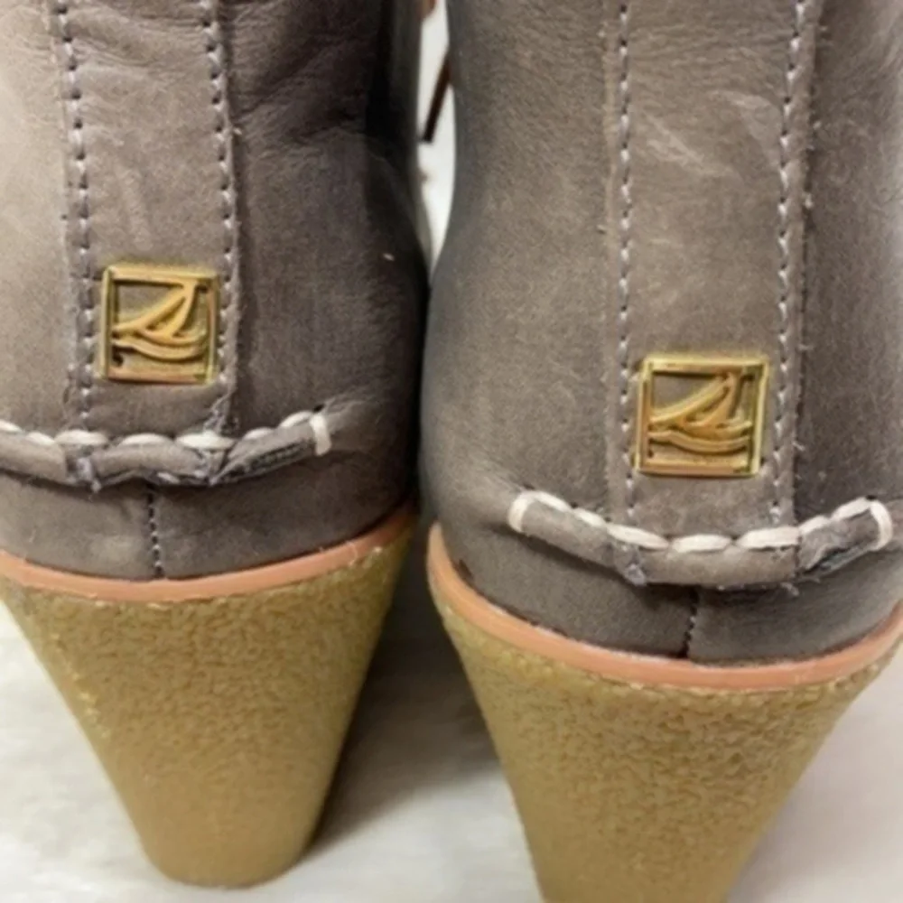 Sperry Women's Harlow Burnished Leather Wedge Bootie Size 7.5M Color GRAPHITE